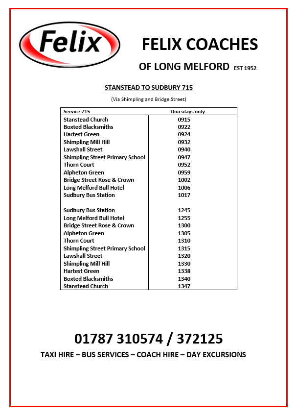 Felix Coaches timetable